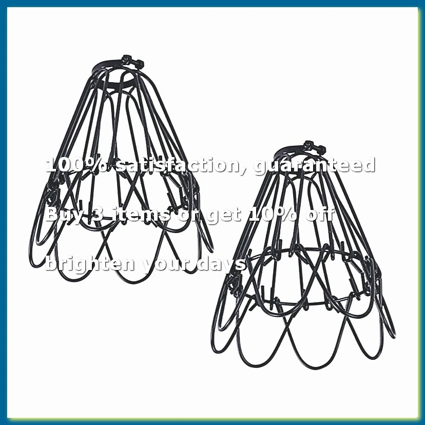 ●Adjustable Wire Cage Lampshade, 2 Pack Metal Bird Cage Bulb Guard Island Pendant Lighting Fixture Drop Lamp Holder-A57M
