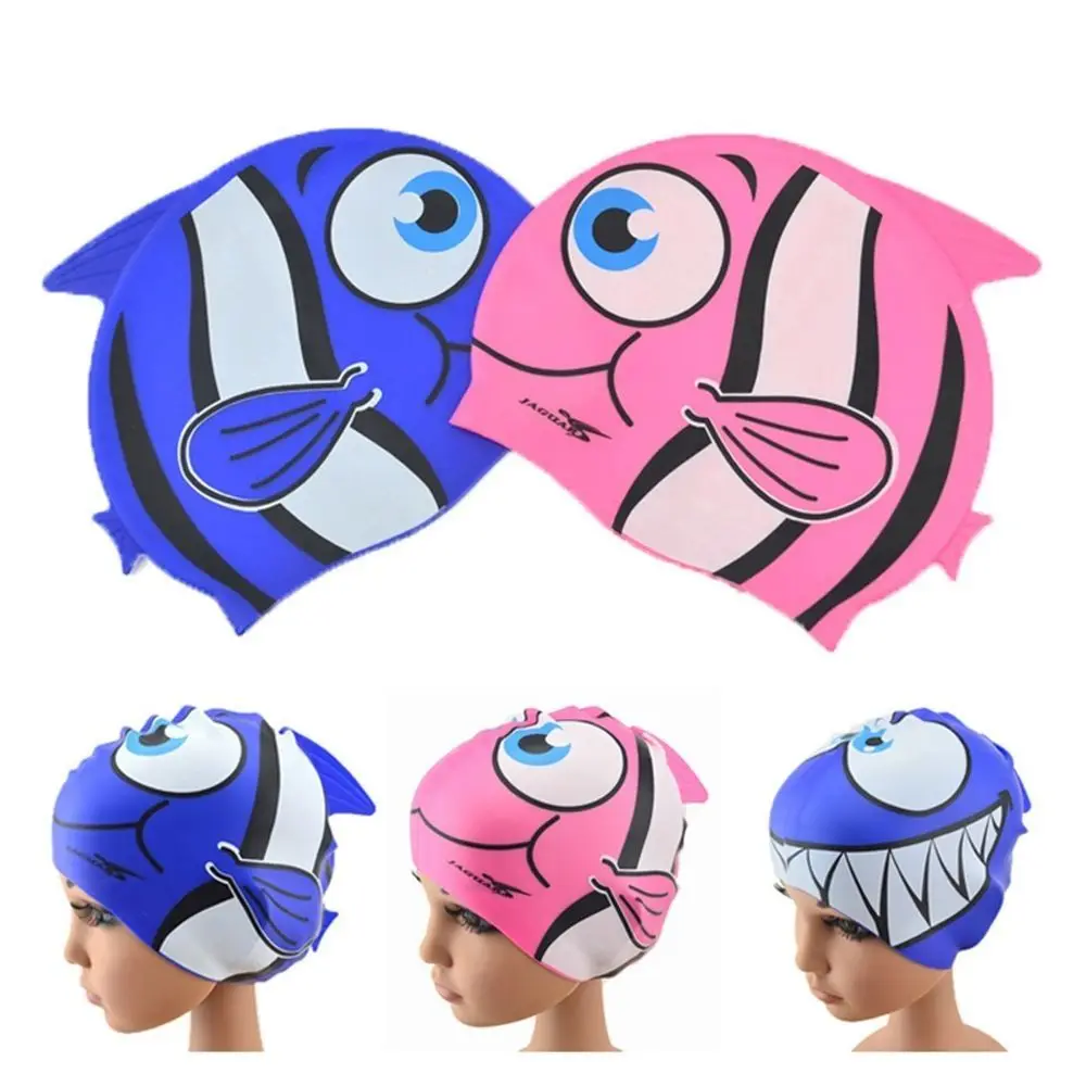 Children\'s Swimming Cap Highly Elastic Cartoon Swimming Cap Rubber Diving Cap Swimming Pool Accessories Children\'s Swimming Cap