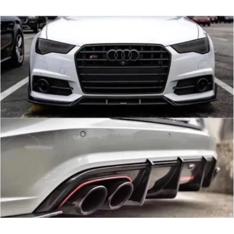 

Комплект кузова из настоящего углеродного волокна для Audi C7 A6 S6 RS6 Avant Allroad 2015-2018, передний бампер, разветвители губ, задний диффузор, боковая юбка