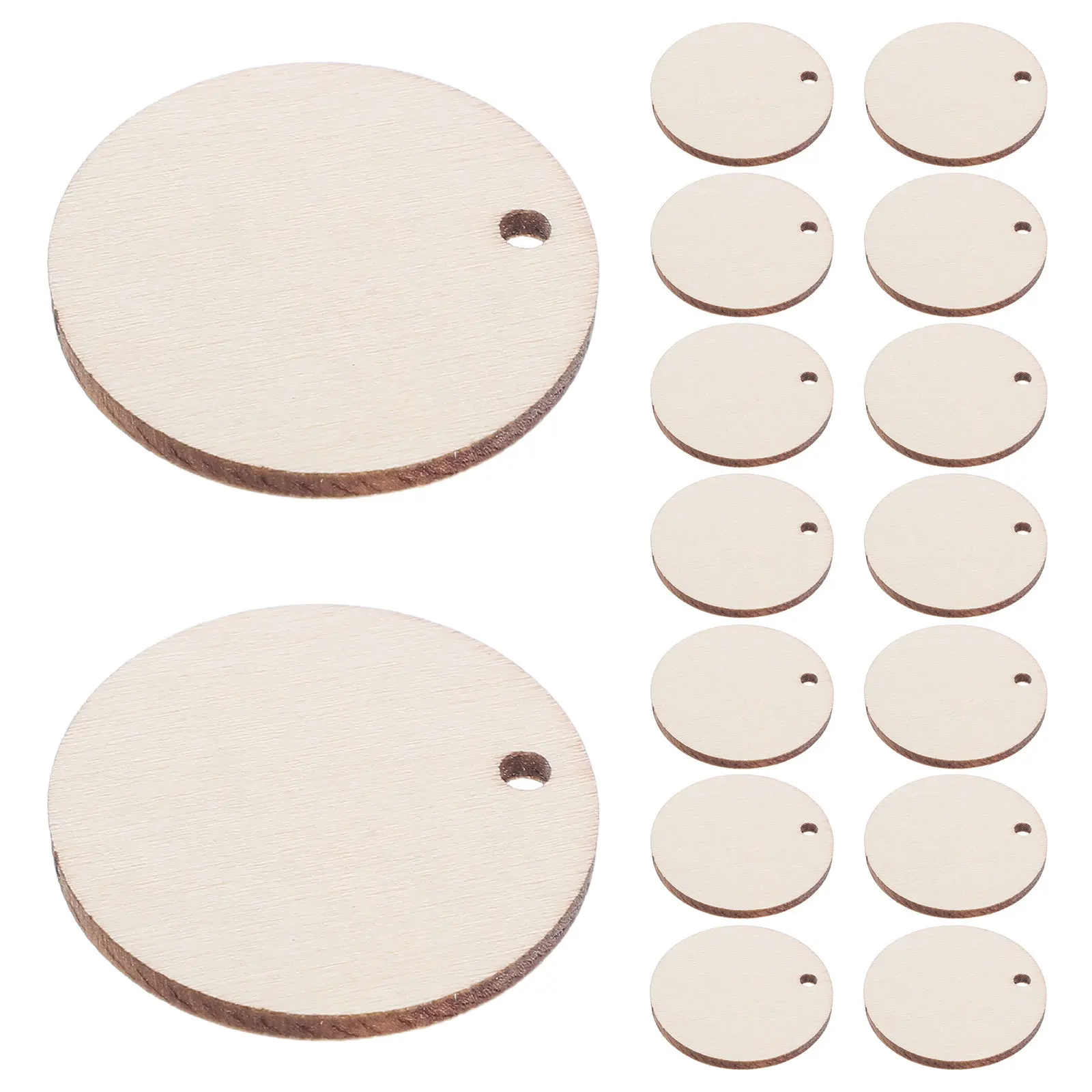 

50pcs 3Cm Wooden Slice With Hole Round Wood Piece For Diy Craft Unfinished Wooden Slice Scrapbooking Home Decoration Party