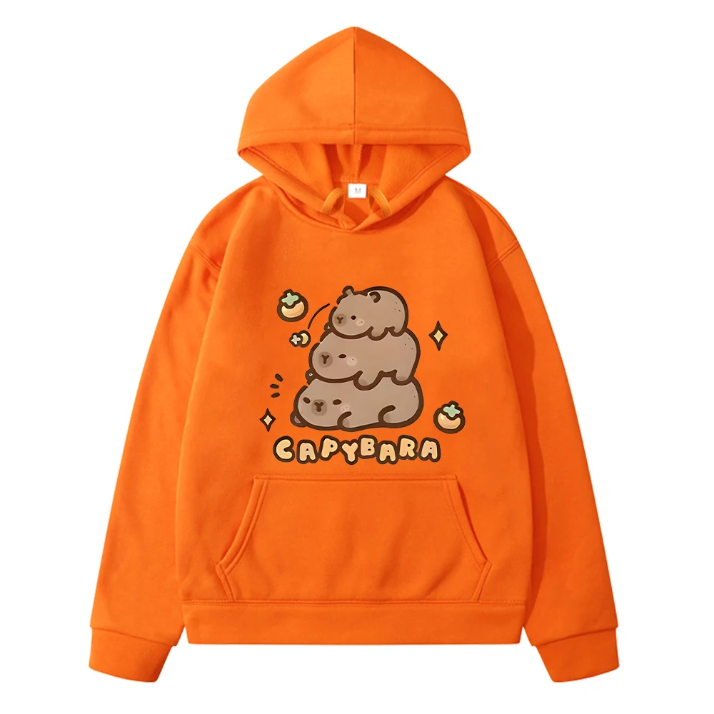 

Capybara Kawaii hoodies Fleece Sweatshirt Autumn boy Pullover y2k sudadera Capybara print anime hoodie jacket kids clothes girls