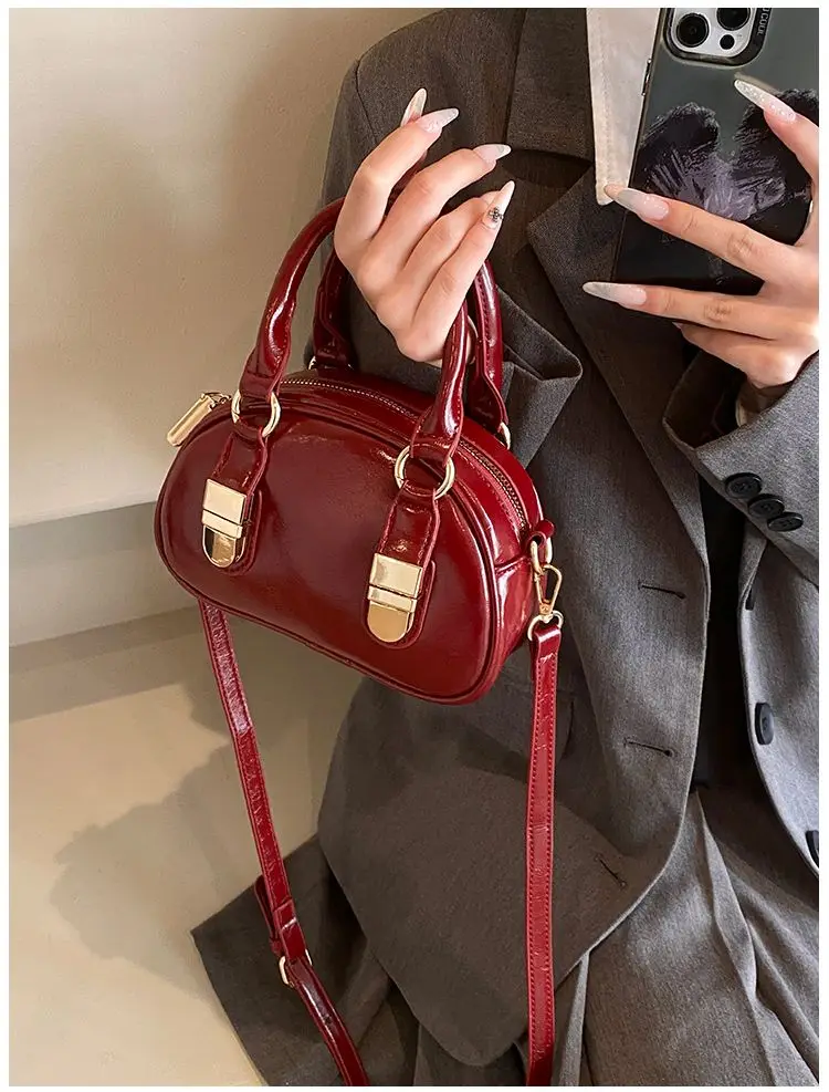 JIAERDI Vintage Red Y2k Hand Bag Women Hot Girls Pu Leather Handle Casual Messenger Bag Ladies Retro Mini Bag Bolso Mujer 2024