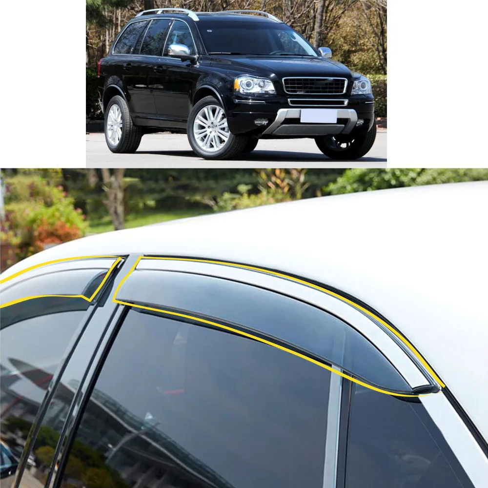 Car Sticker Plastic Window Glass Wind Visor Rain/Sun Guard Vent For VOLVO XC90 XC Classic 2006 2007 2008 2009 2010 2011-2014