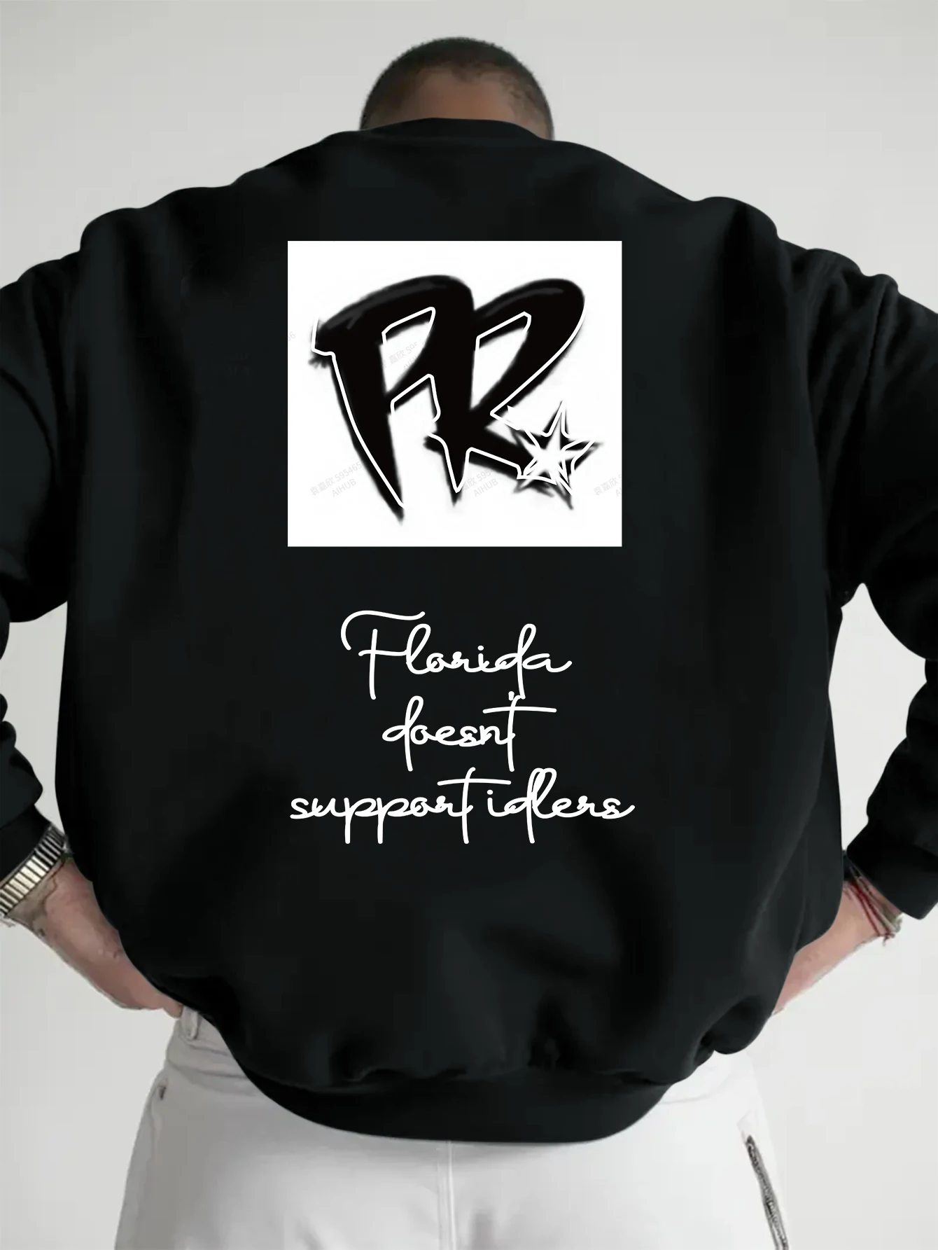 Men Oversized FR Star Letter Print Crewneck Sweatshirt Florida Doesn't Support Idlers Streetwear Hip HopLongSleevePulloverUnisex