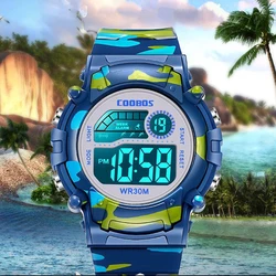 Relojes deportivos militares de camuflaje para niños y niñas, pulsera electrónica impermeable, reloj de parada, reloj Digital