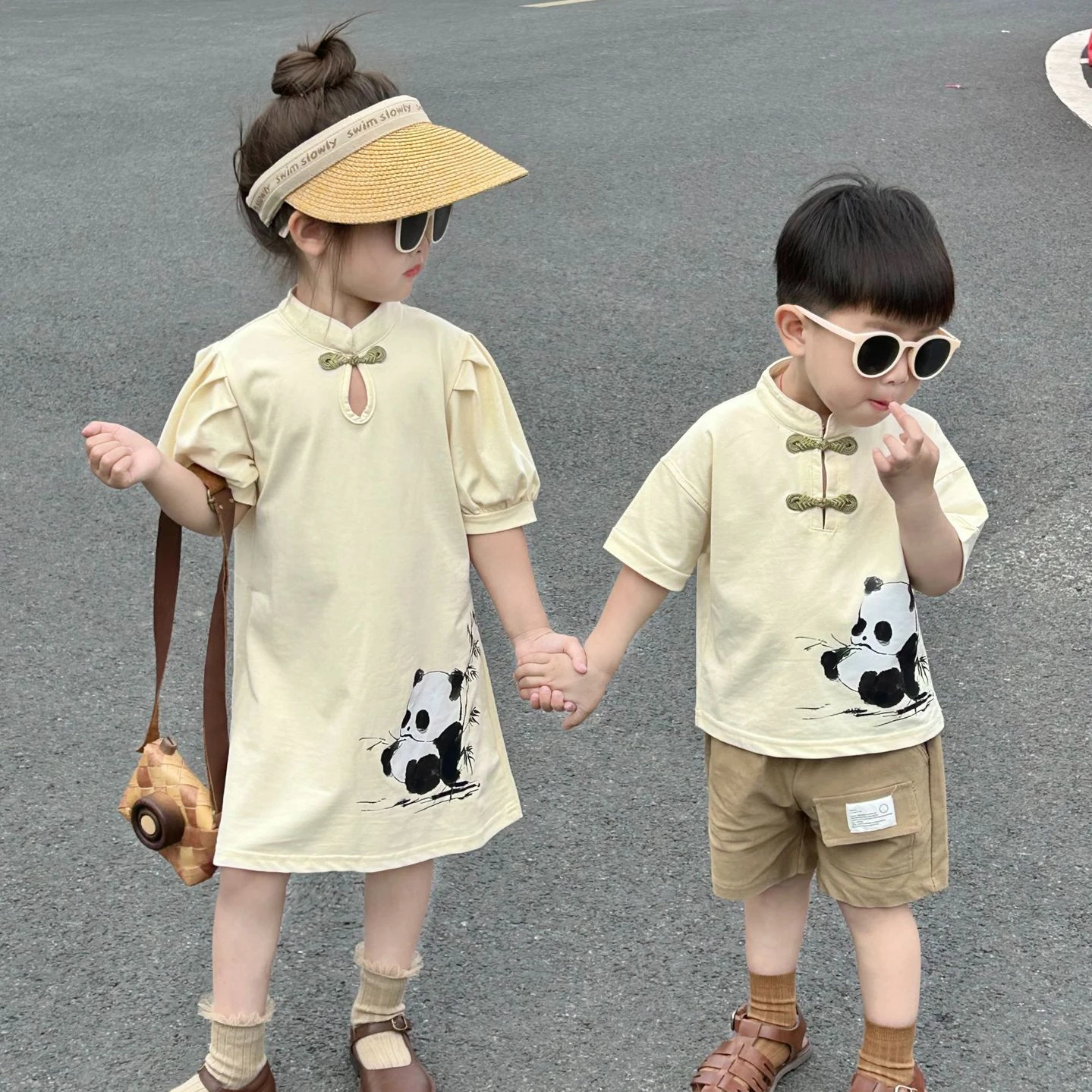 Chinese Style Boys Girls Matching Clothes 2023 Summer Brother and Sister Clothing Baby Cheongsam Kids Qipao Dress Children Sets