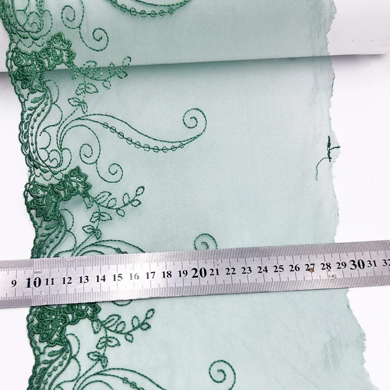 

20 ярдов, черные, зеленые вышитые кружевные бейки для шитья, тканевые аксессуары, нижнее белье, бюстгальтер, шторы, платье, ткани ручной работы