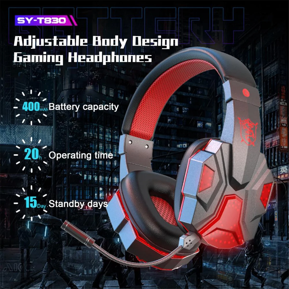 Wireless Headset Gaming Headset Surround Sound RGB Gaming Headphone with Mic for PS4 PC Switch Gamer Black Blue XQ