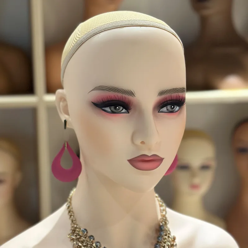 European and American Female Mannequin Dummy Head for Wig Hats Jewelry Display Realistic Manikin Heads with Shoulders