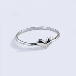CAOSHI Sweet Lady Simple Chic Heart Ring Fashion Silver Color Finger Jewelry for Engagement Versatile Love Accessories for Women