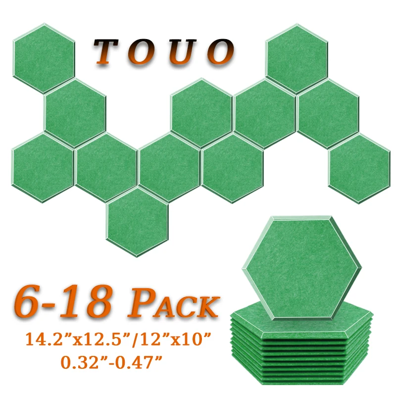 

TOUO 6/12/18 Pcs Acoustic Panel Drum Room Acoustic Treatment High-Density Sound Insulation Material Soundproof Treatment