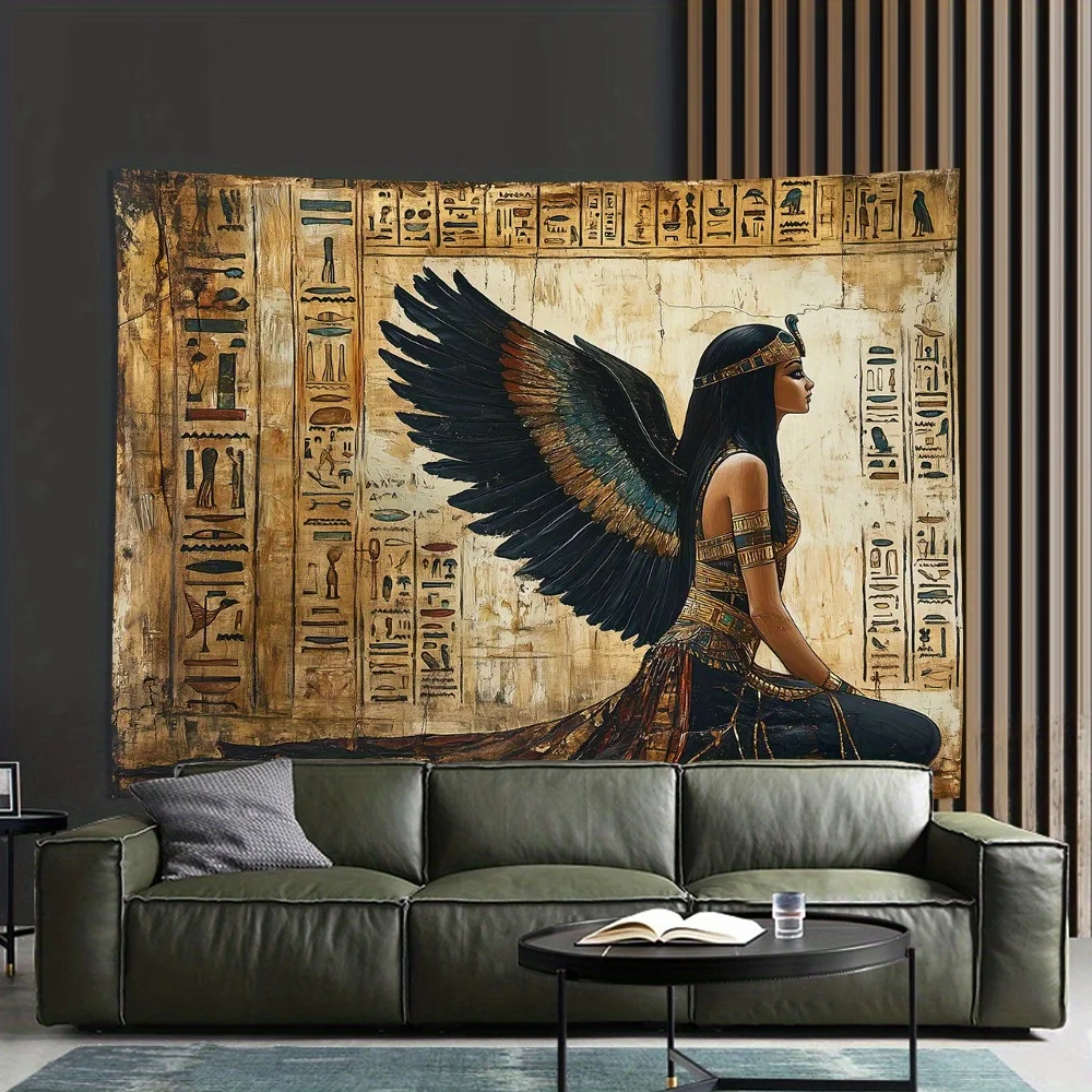 VIKAMA Vintage Egyptian Goddess Tapestry Mural Living Room Decorative Fade-Proof Wall Art Scandinavian Ins Study Bedroom
