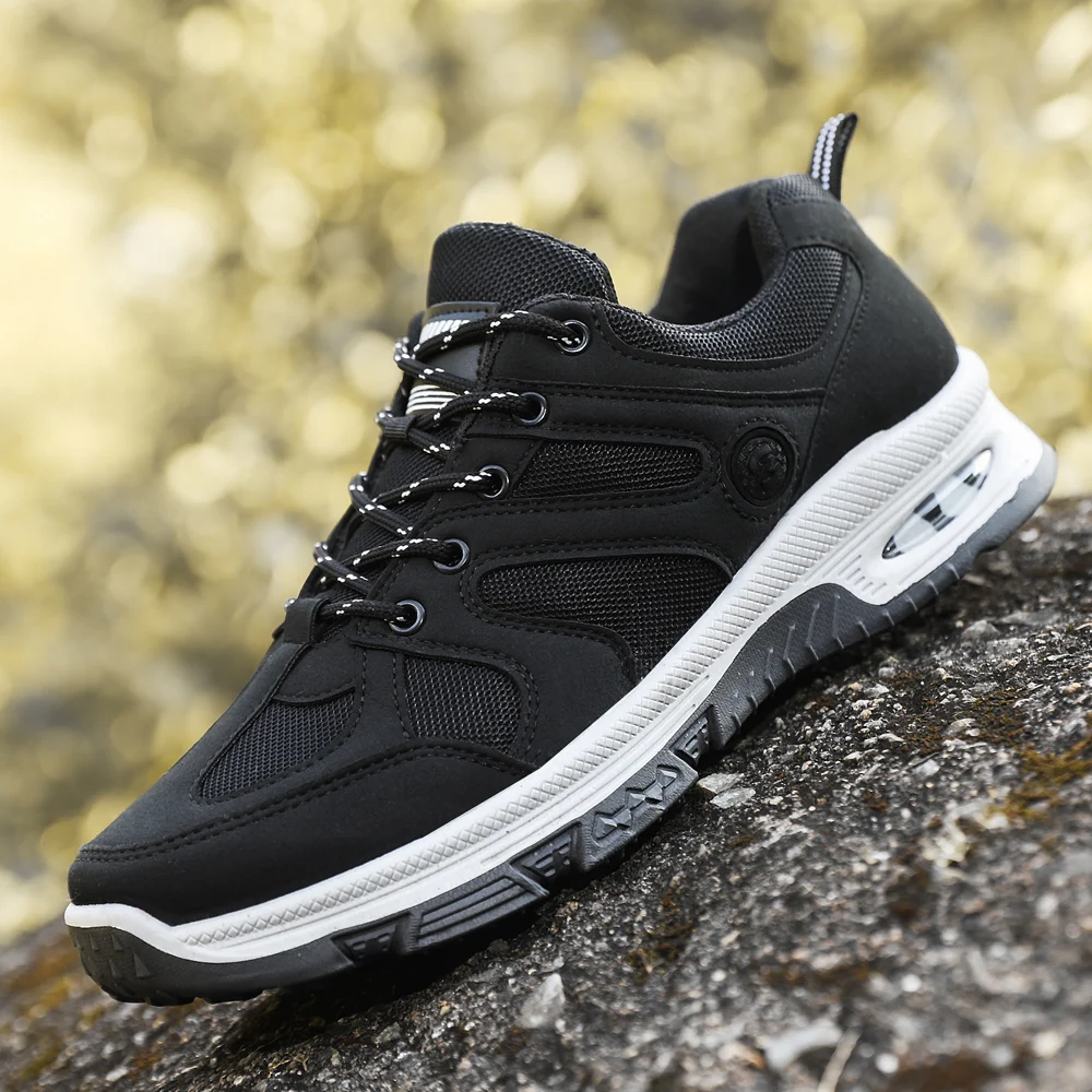 Men Outdoor Hiking Trekking Shoes, Large Size Casual Sports Sneakers, Anti-slip Wear-resistant Lace-up Work Footwear for Outdoor