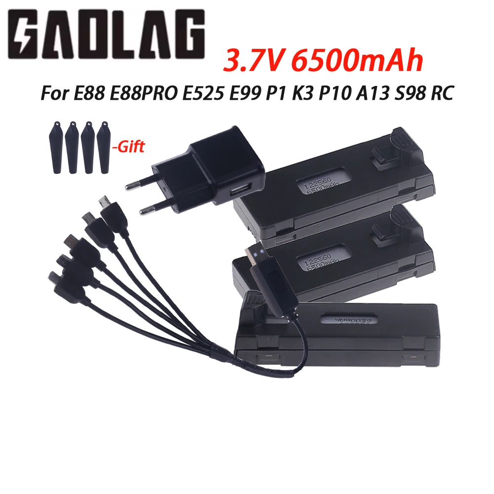 6500mAh Large Capacity Battery 3.7V For P1 K3 P10 A13 S98 Drone