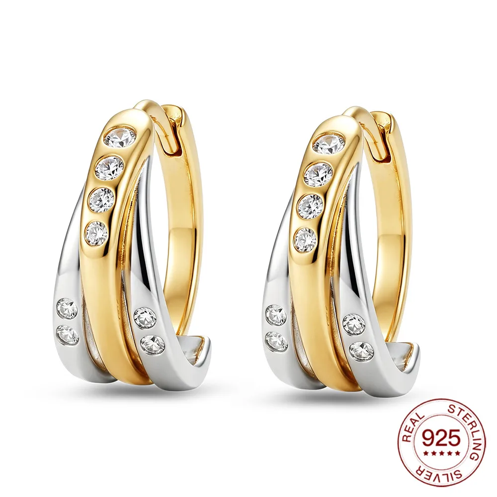 Two-tone Hoop Earrings For Women Minimalist Design Drop Earrings Golden Enamel Earrings Fashion Jewelry Gifts For Her Hot Sale