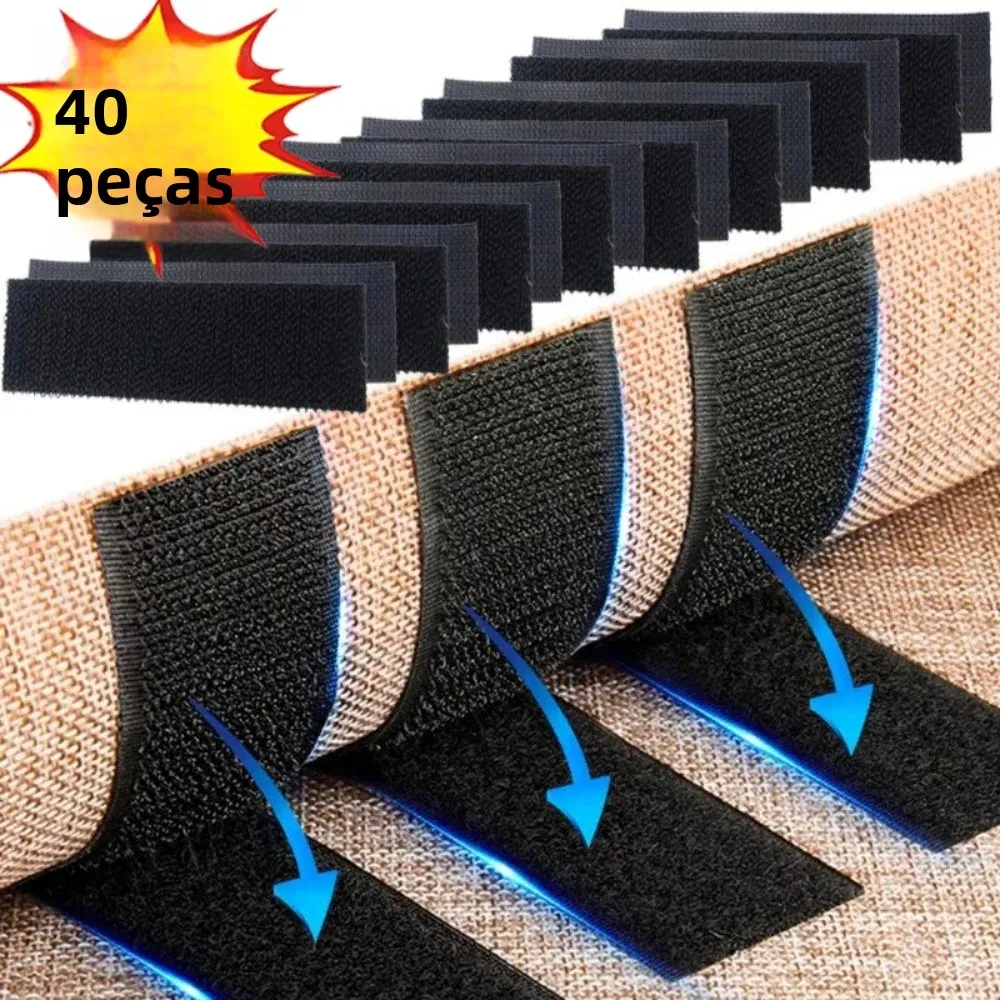 Fita Antiderrapante de Velcro para Sofá, Adesivos Autoadesivos para Fixação de Tapetes, Acessórios de Fixação para Carro, Tapetes Automotivos Dupla Face, Vestuário