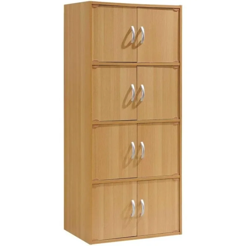 

4-Shelf, 8-Door Cabinet Bookcase, Beech