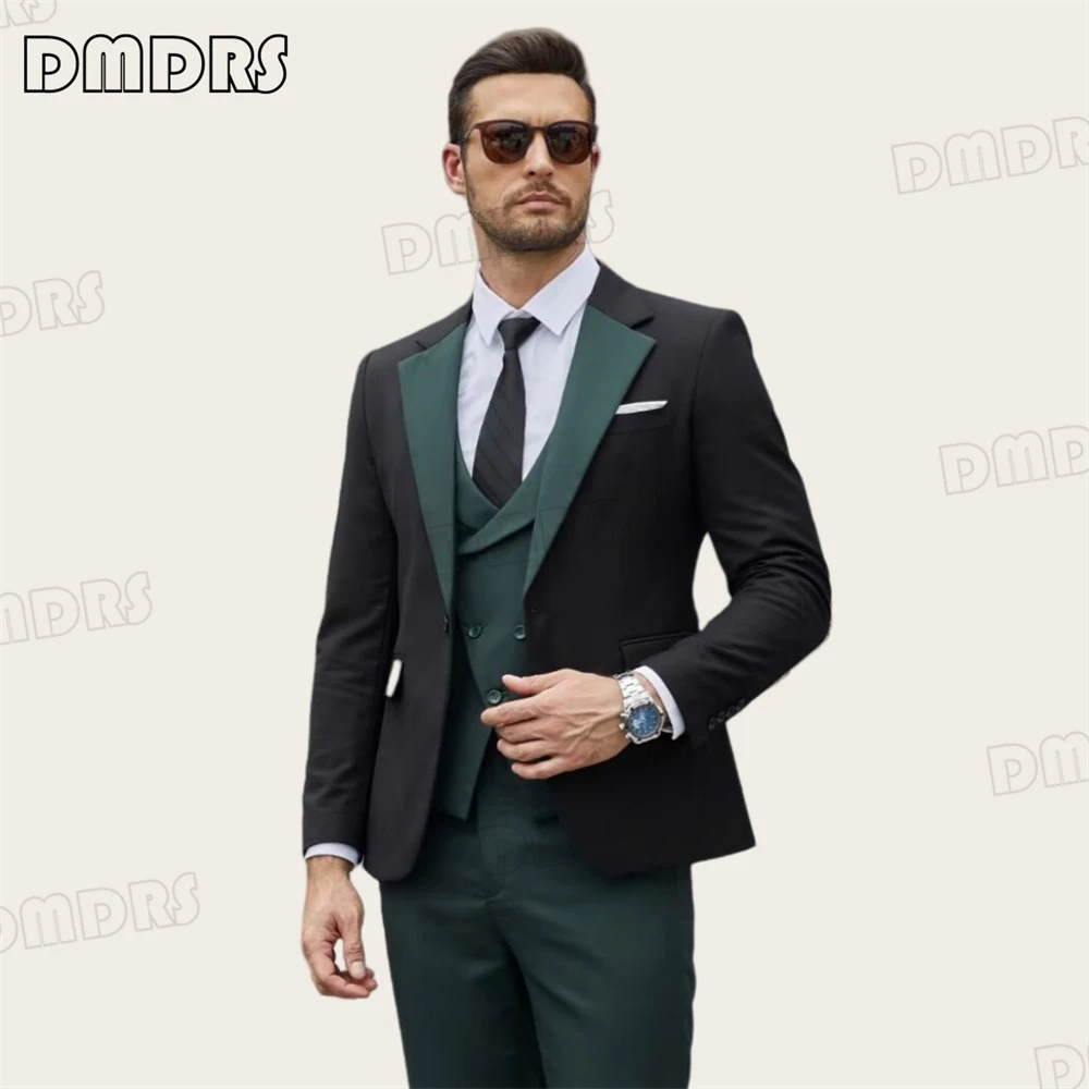 Casual Smart 3-Piece Suit Set for Men, One Button Slim Fitting Suit Set, Blazer & Vest & Pants, Plus Size Wedding Groom Suits