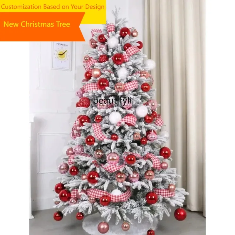 A95  Luxury encryption flocked PE Christmas tree 1.8m commercial window set home holiday decorations