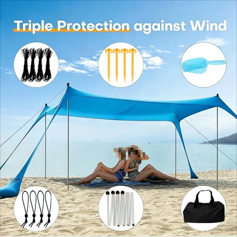 Canopy tents for seaside sun protection, portable outdoor tents, and integrated camping tents