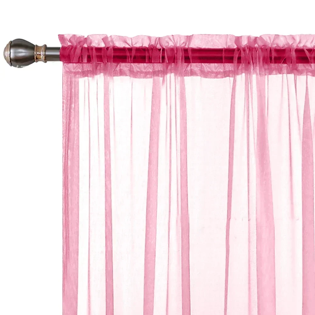 Tulle Mesh Sheer Curtain Shutter Pink Blackout Princess Curtains For Girls Kids Clear Tulle Romantic Screen Wedding Drape Sheer