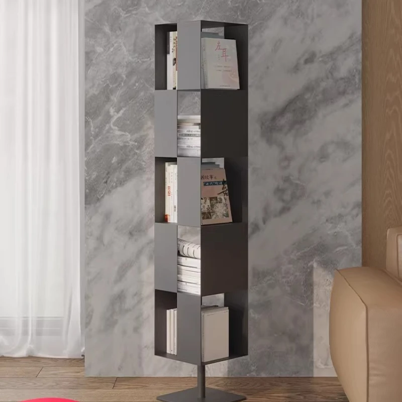 Italian minimalist rotating bookshelf, floor shelf