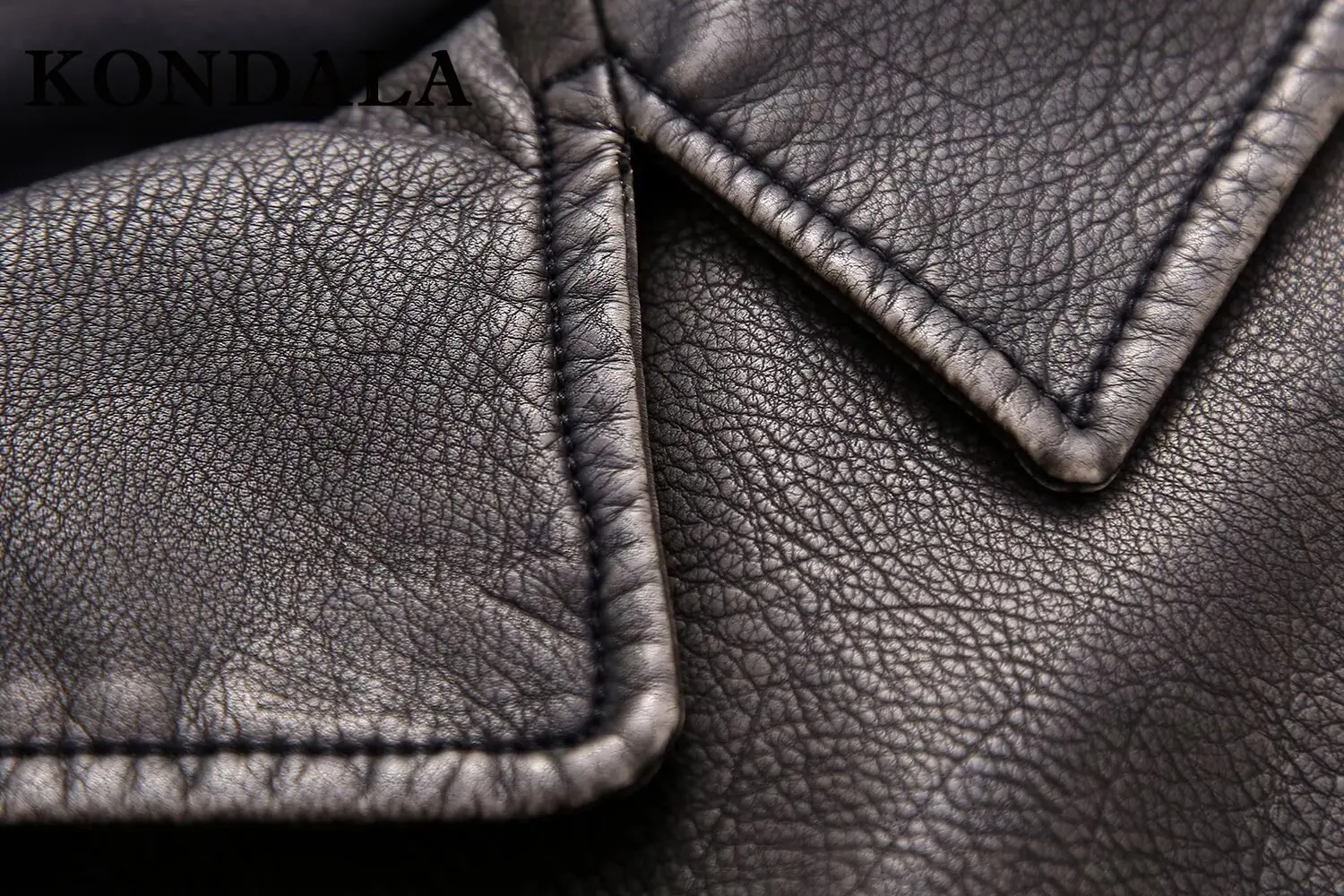 KONDALA خمر 2025 النساء الخريف الصدريات سترة جلدية أكمام سستة جيب جاكيتات الشارع الشهير الحديثة شيك فضفاض أبلى #5