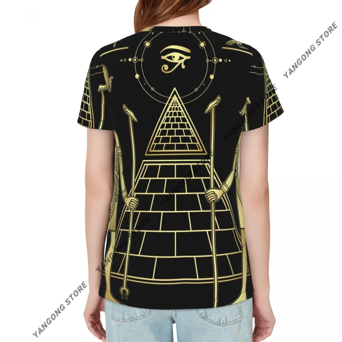 Casual Summer Woman Skinny Fit T-shirt Tight Short-Sleeve O-neck Tee Basic Egyptian God Ra And Seth T Shirt