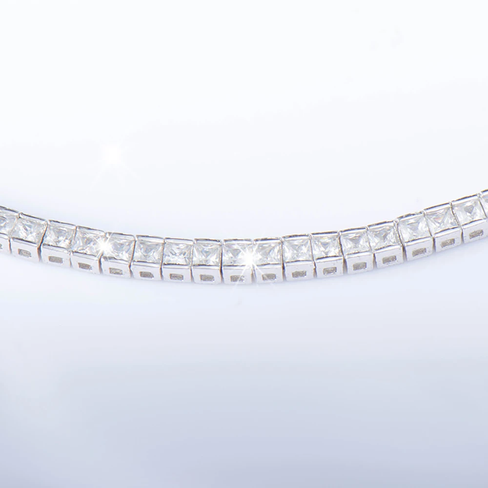 100% S925 Sterling Silver High-end Princess 3mm CZ Zircon Square Bracelet ins Design Temperament Tennis Bracelet Ladies Jewelry