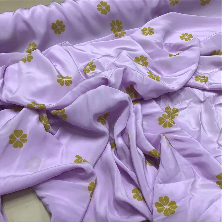 

Двойная креповая шелковая ткань с фиолетовым принтом, летняя ткань из шелкового шелка шелковицы шириной 1,4 метра