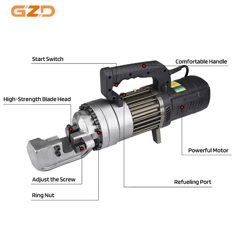 GZD Portable Brushless 4-28mm Rebar Cutter 220V Electric 1200W Steel Bar Cutter Cutting Machine