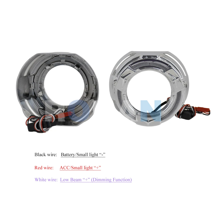 2pcs 3.0inch JEP Sport Shrouds067 with White LED Angel Eyes for Projector Lens Headlight cover Decoration RONAN