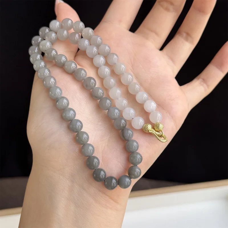 Qinghai Material Gradient Necklace Bottom Natural Purple Hetian Jade Clavicle Chain