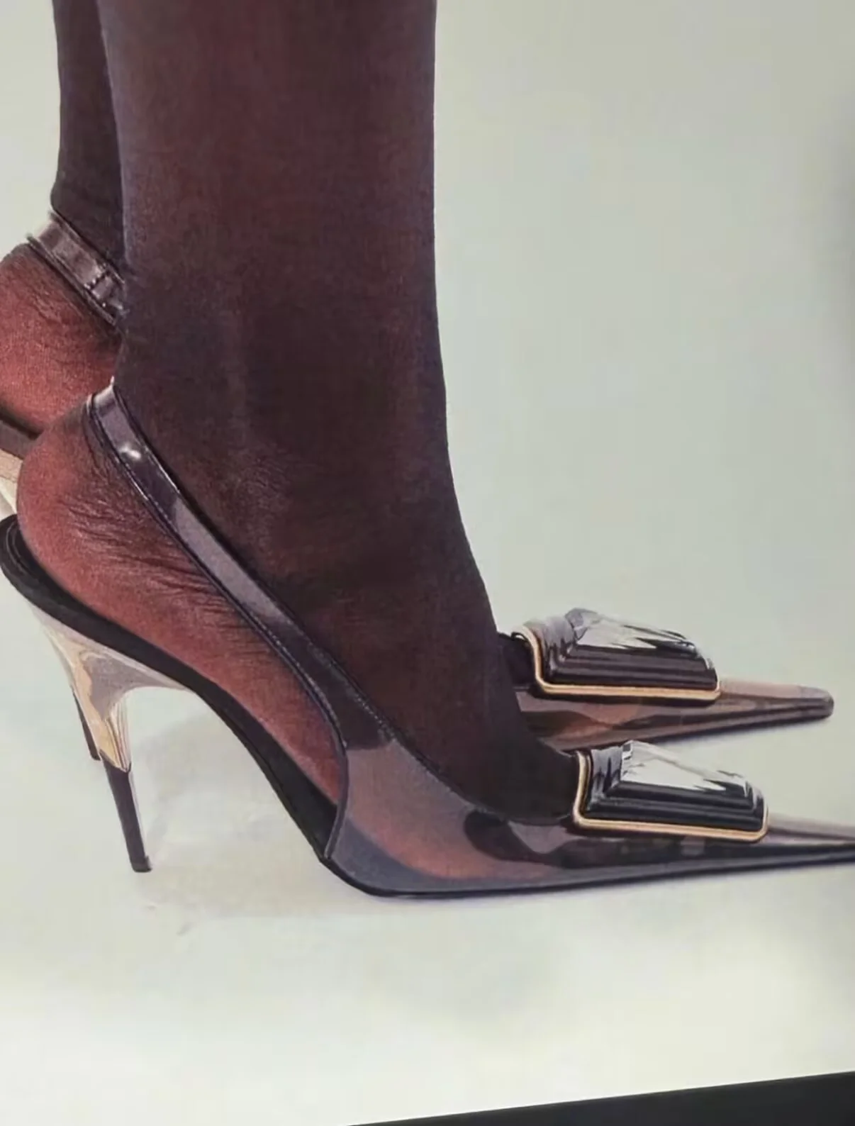 PVC Transparent Pointed Toe Soft Leather Smmer Women Sandals Stiletto High Heels Slip On Design Large Size Fashion Show Shoes image 5