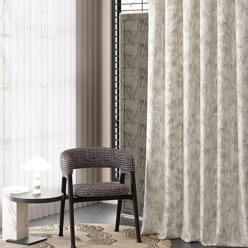 Luxury Blackout Curtain Drapes for the Living Room Bedroom Tree Window Customization Jacquard Room Curtains
