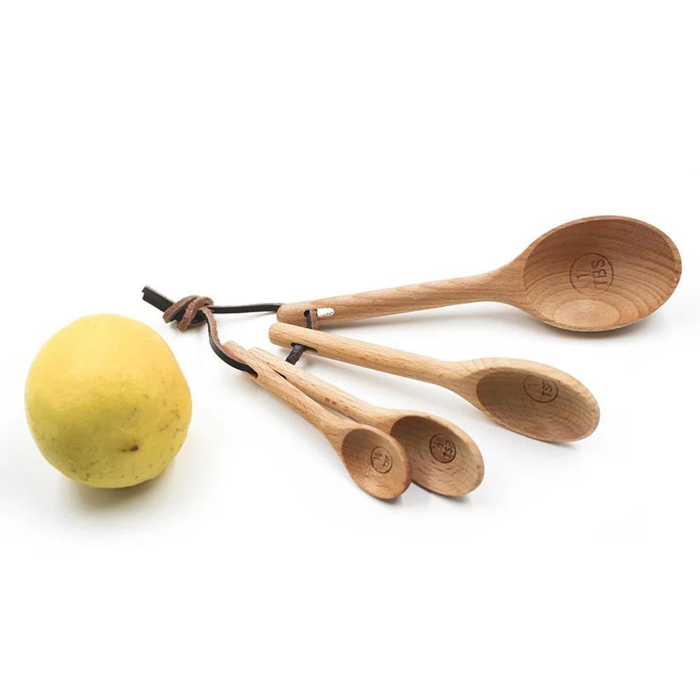 4pcs Beechwood Measuring Spoons spoon set Beech Wooden Measuring Spoons Set