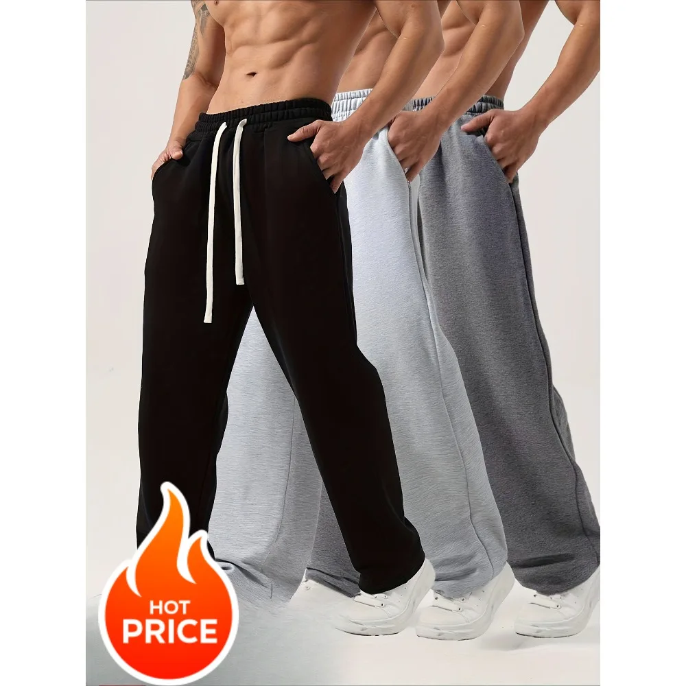 

Мужские повседневные спортивные брюки с прямыми штанинами и завязкой на талии, подходящие для активного отдыха в всех сезонах.