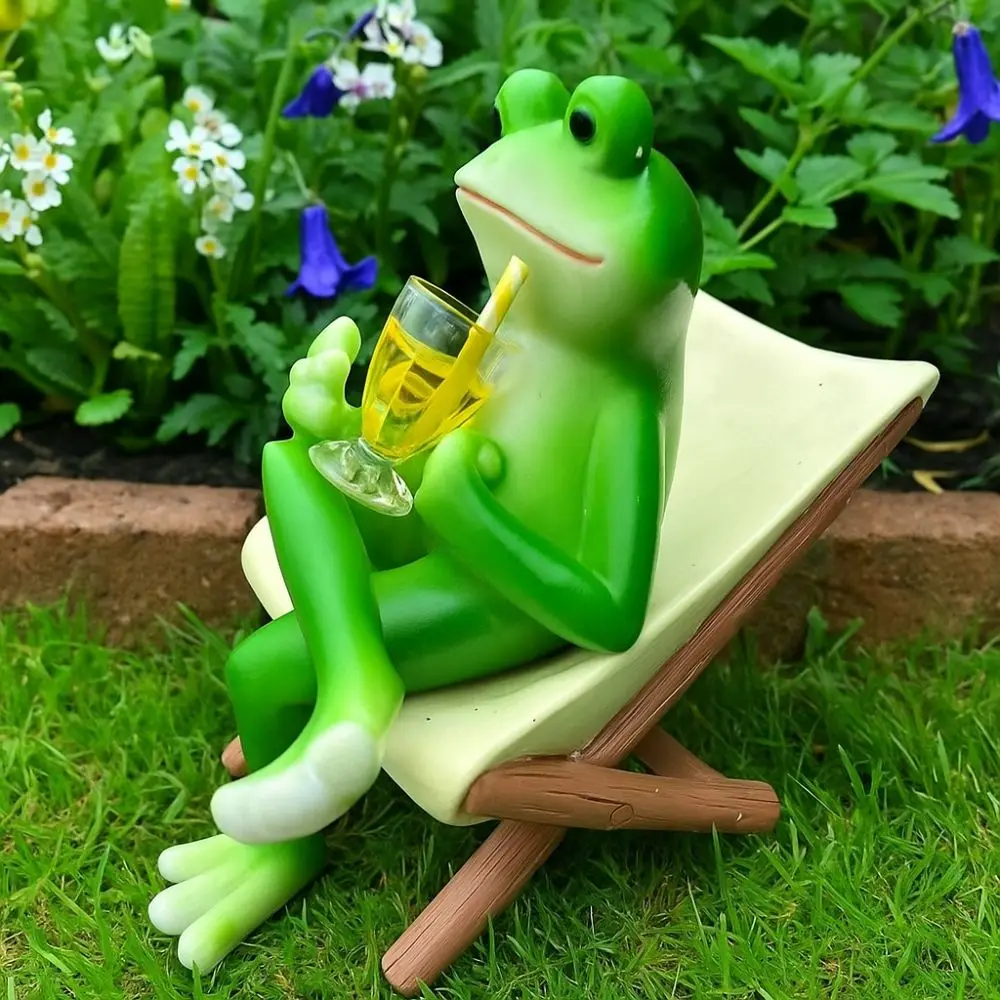 Durable Cute Frog Sit Chair Sculpture Resin Handmade Rocking Chair Frog Statue Decorative Frog Desktop Figurine Gift Giving