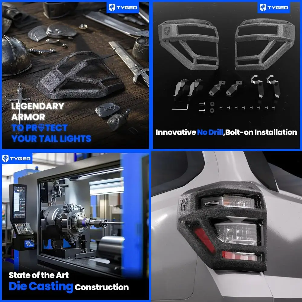 

Наплечники из литого алюминиевого сплава премиум-класса, защитные чехлы для задних фонарей, совместимые с Toyota 4Runner 2014-2024 гг. | Порошковая текстурированная черная