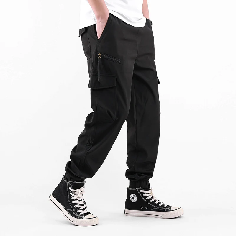 

Мужские свободные рабочие брюки-карго с манжетами, повседневные, свободного кроя, осенние, трендовые, 2023 года, длинные брюки-палаццо