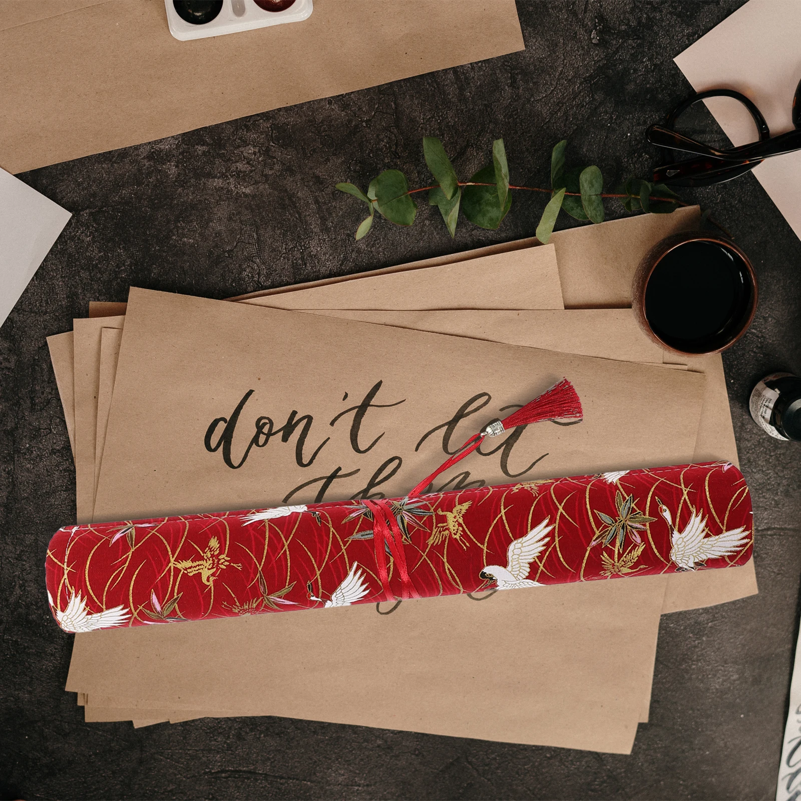 

Calligraphy and Painting Brush Storage Bag Student Pencil Stationery Holder Fabric Chinese Tools Organizer