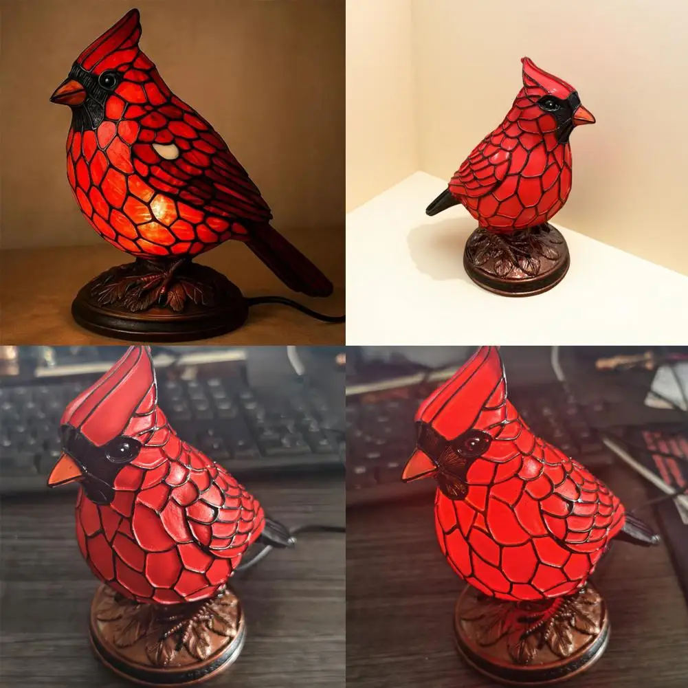 Creativo Red Bird Room Atmosfera Luce Morbida Durata Lampada da tavolo di sicurezza Squisita decorazione artistica per uccelli Luce notturna