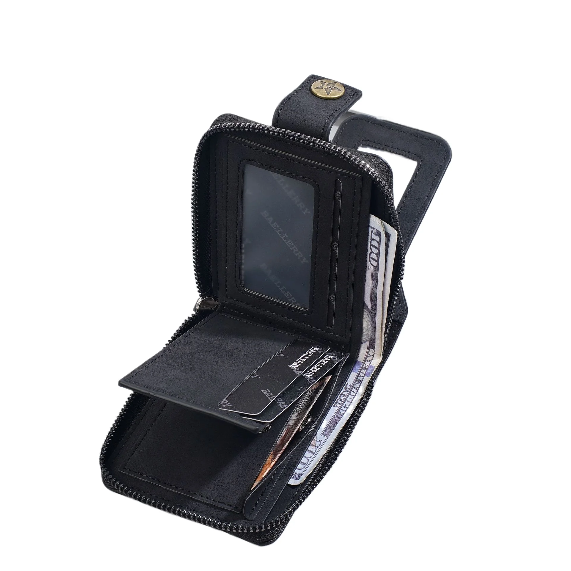 Nowy męski portfel krótki w stylu europejskim i amerykańskim retro, wielofunkcyjny portfel na dokumenty, wysokiej jakości portfel na monety z PU