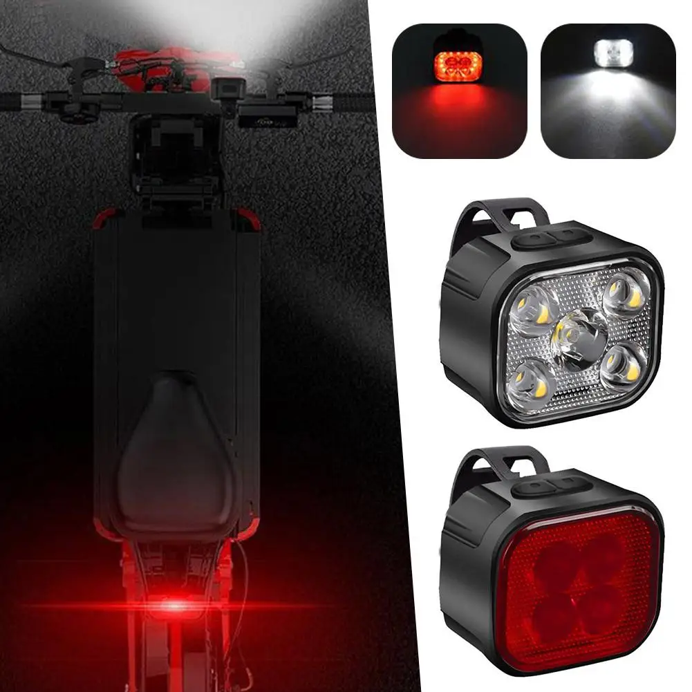 Bicycle Lights High Bright Cycling Lamp Front And Rear Lighting Lantern Headlight Bike Waterproof Taillight Usb Mtb Recharg B8o3