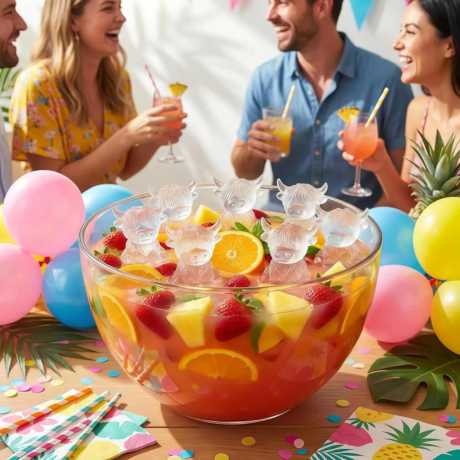 

1/6-Cavity Cute Highland Cow Silicone Ice Cube Mold Animal Shaped Ice Tray Food Grade for Whiskey Home Bar Supplies