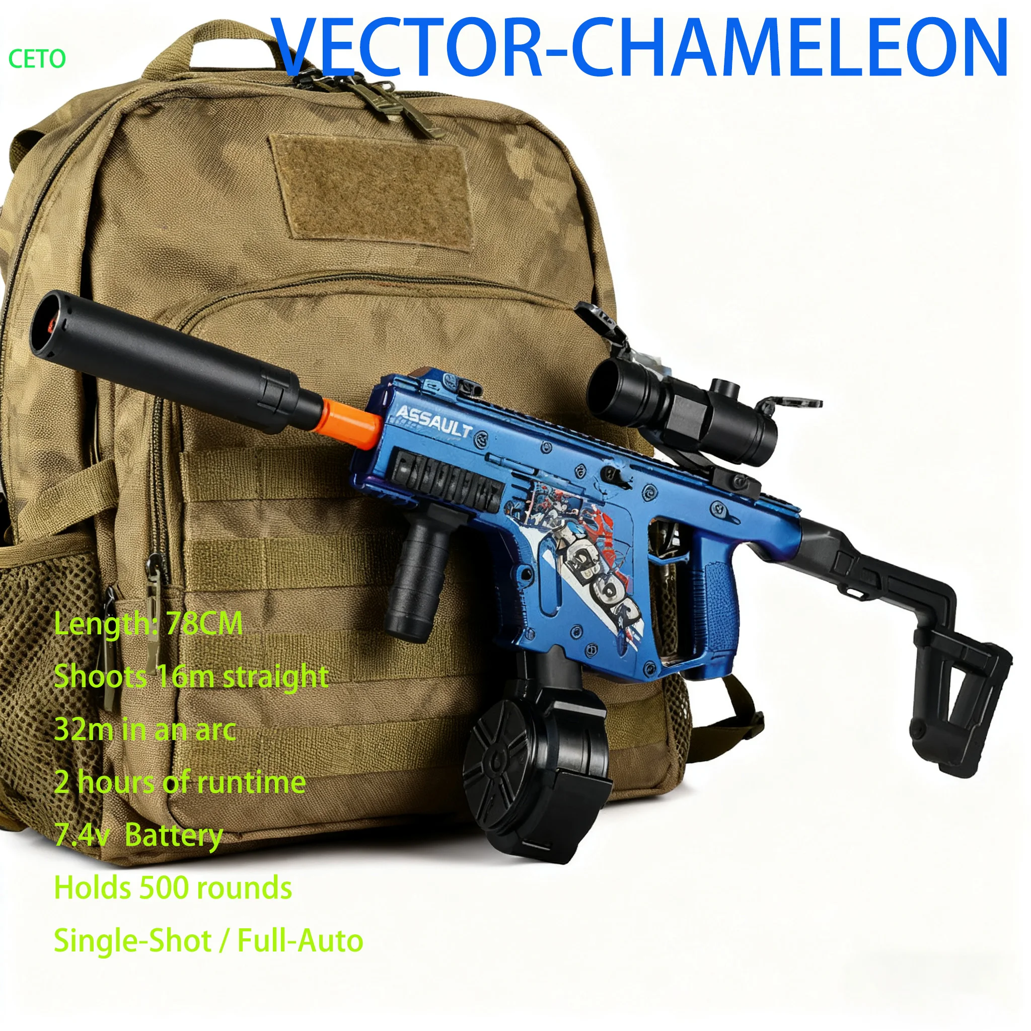Nuovo Vector Auto Gel Blasters Pieno Automatico Splatter Pistola A Sfera Giocattoli A Lungo Raggio Adulti Gioco di Tiro All'aperto 10000 Perline D'acqua