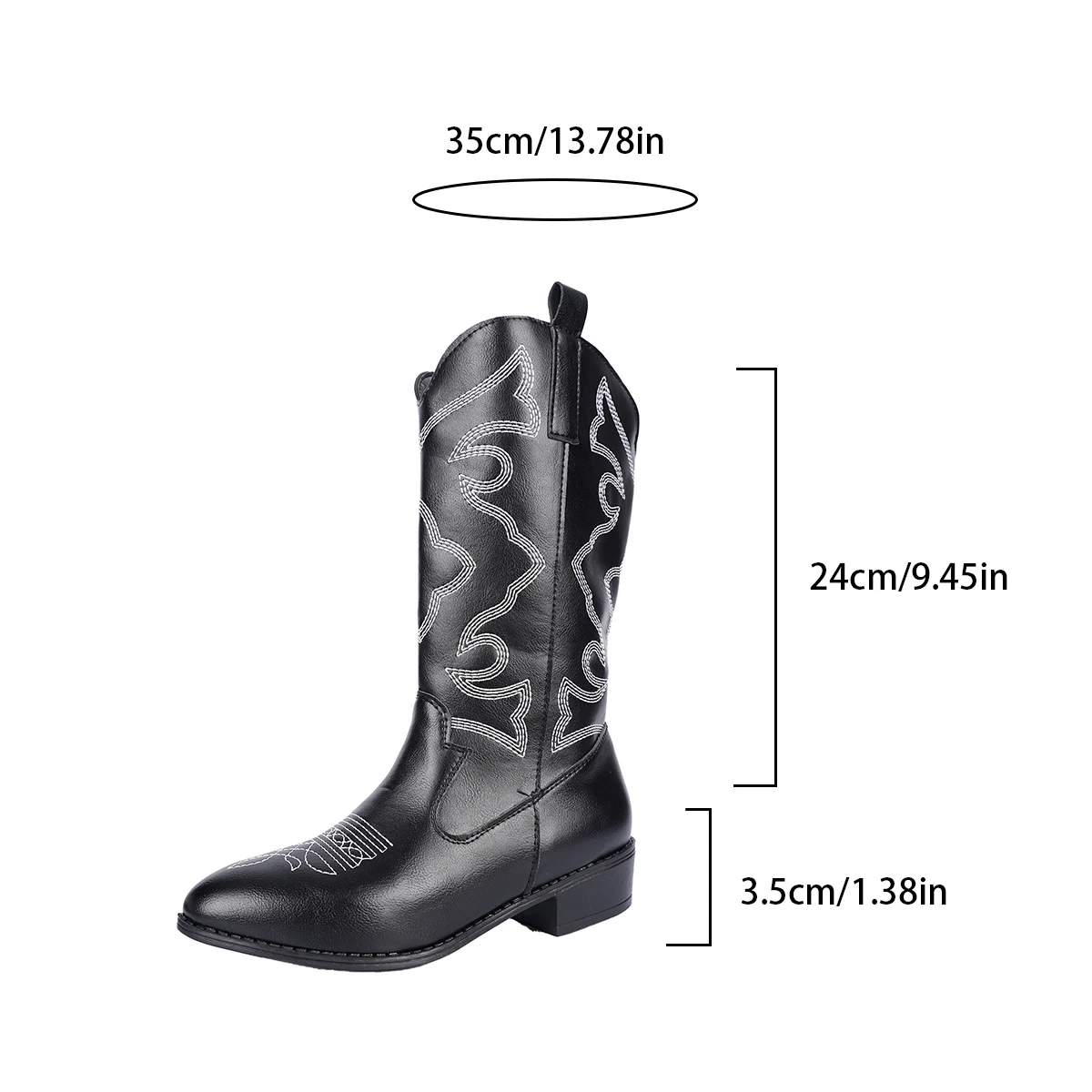 Damenstiefel, klassische Western-Cowboystiefel mit Stickerei, modische Stiefel bis zum Knie, Damen-Freizeitstiefel aus Leder, Botas Feminina – Detail 2