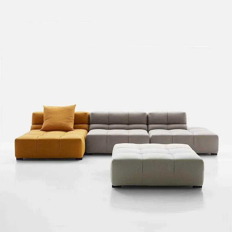 Puff sofa designer Italian light luxury chocolate ins Internet celebrity tofu block module cream wind corner living room