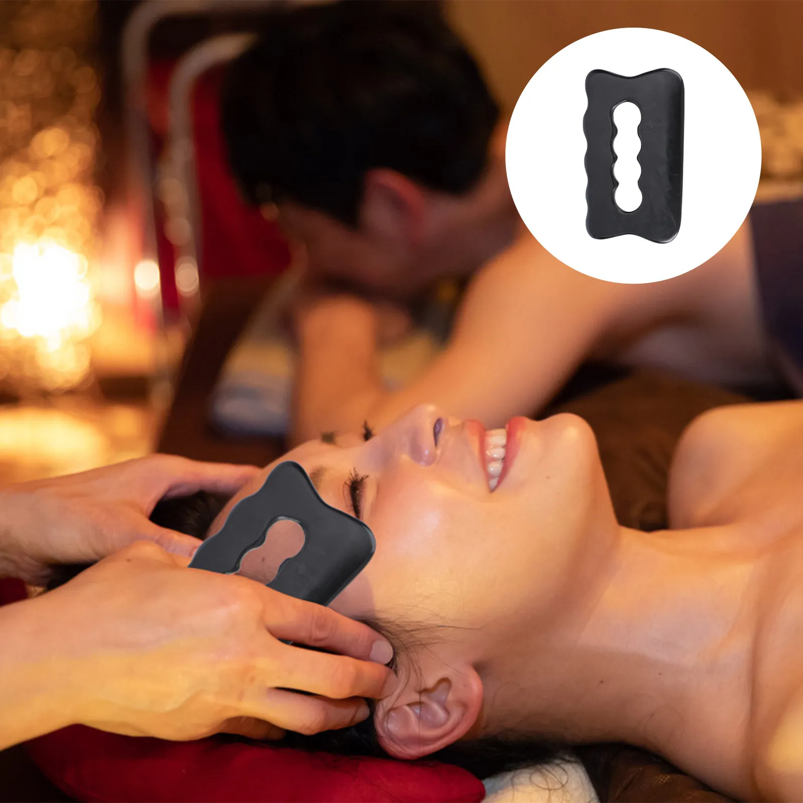 

Натуральный черный массажный инструмент из камня-иглы: гладкая и безопасная скребковая пластина для профессионального использования терапевтами или личного использования для тела, лица и шеи