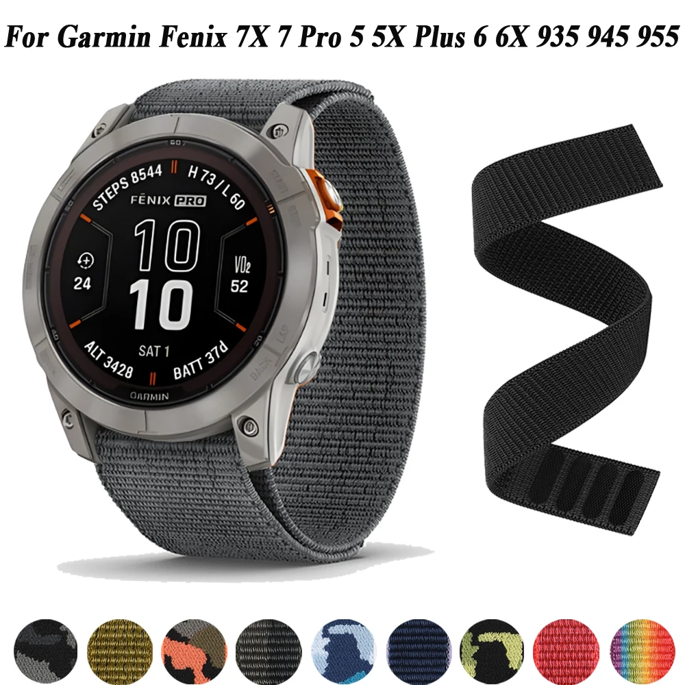 Garmin Fenix-スマートウォッチバンド,超軽量,モデル6x,6 pro,5x,5 plus,7x,2/935,および945用のナイロンストラップ22mm